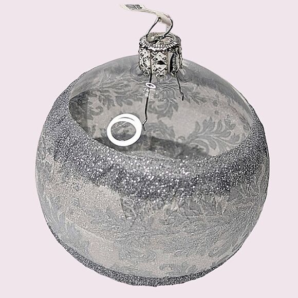 Crate&Barrel Clear Blown Glass Metallic Paper Wrapped Christmas Tree Ornament - Picture 1 of 7